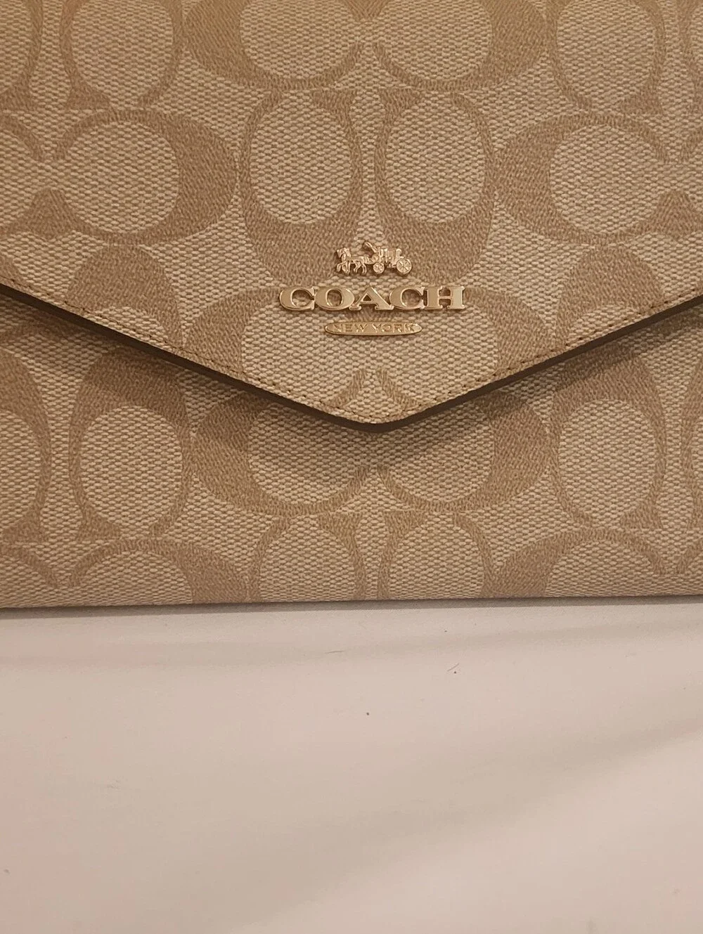 Coach Travel Envelope Wallet Wristlet Signature Canvas C1962 – Like New